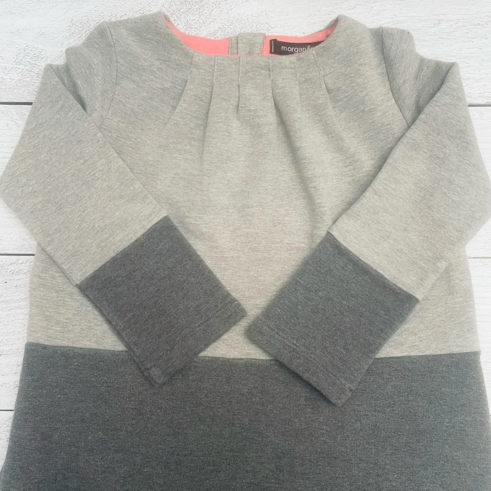 Morgan & Milo Girls 100% Cotton Gray Stripe Dress Size 5 - Picture 3 of 8